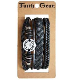 (2 pack) Faith Gear Crown Cross Mens Bracelet