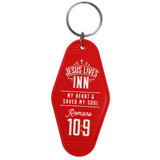 (2 pack) Kerusso Jesus Lives Inn Retro Motel Keychain