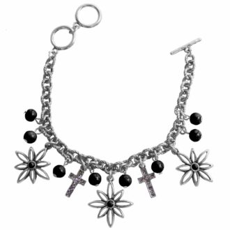 Faith Gear Flower Cross Silver Womens Bracelet