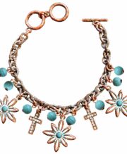 Faith Gear Flower Cross Copper Womens Bracelet