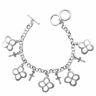 Faith Gear Swirl Cross Silver Womens Bracelet