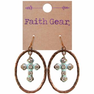 Faith Gear Oval Crosses Womens Earrings