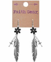 Faith Gear Flower Feather Womens Earrings