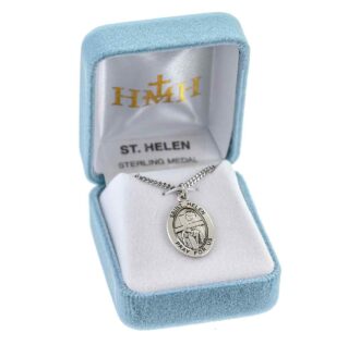 St. Helen Patron Saint Medal - Oval - 18 Inch Chain - Image 2