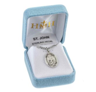 St. John the Apostle Patron Saint Medal - Oval - 20 Inch Chain - Image 2