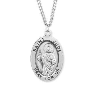 St. Jude Thaddeus Patron Saint Medal - Oval - 24 Inch Chain